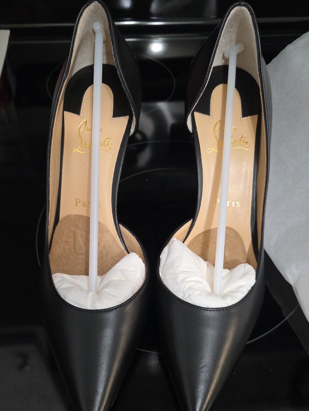 Christian Louboutin Black Leather Pointed Toe Pumps